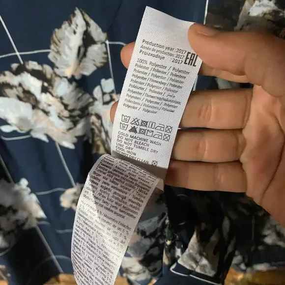 Junarose Navy Blue Floral Long Sleeve V-Neck Blouse Women's Plus Size 22 - Picture 6 of 7